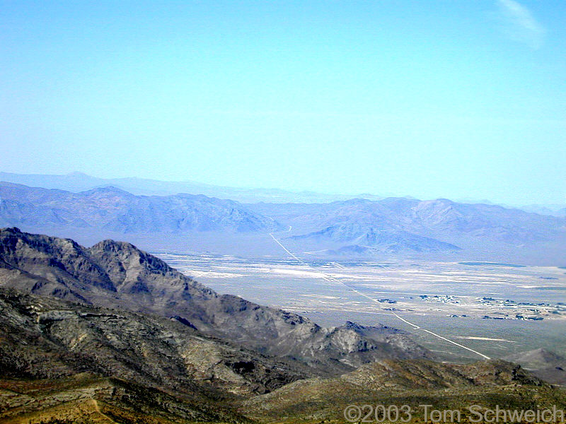 Sandy Valley and the Mesquite Mountains.