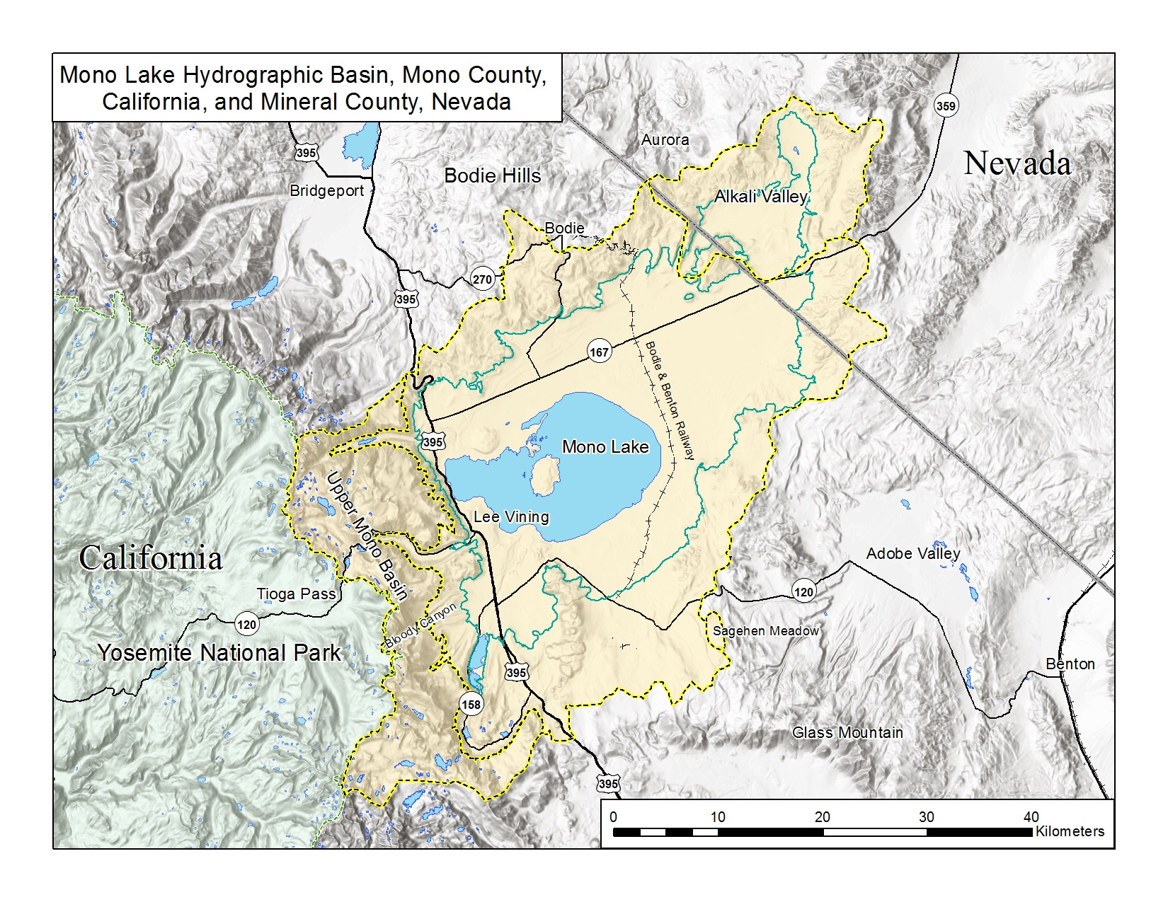 Photo Overview Map Of Mono Lake Basin
