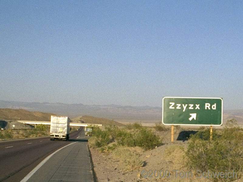 The Zzyzx Road exit from Interstate 15