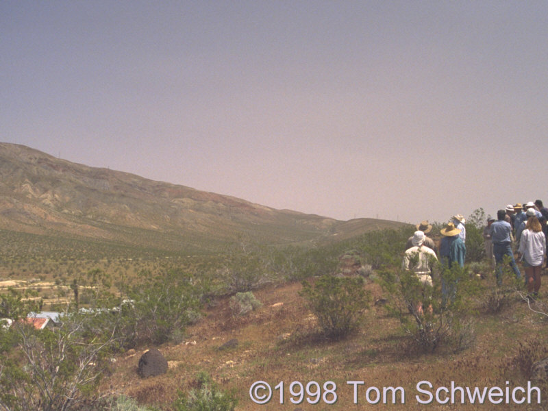 A group from the 1998 Desert Research Symposium views the trace of the Garlock Fault.
