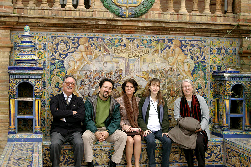 Julio, Nacho, Maria Jesus, Rachel, and Cheryl at Plaza de Espana.