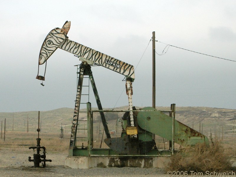 oil pump, zebra, Iron Zoo, Fresno County, California