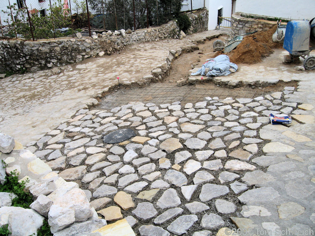 Cobblestone Street Construction, Grazalema, Cadiz, Andalucia, Spain