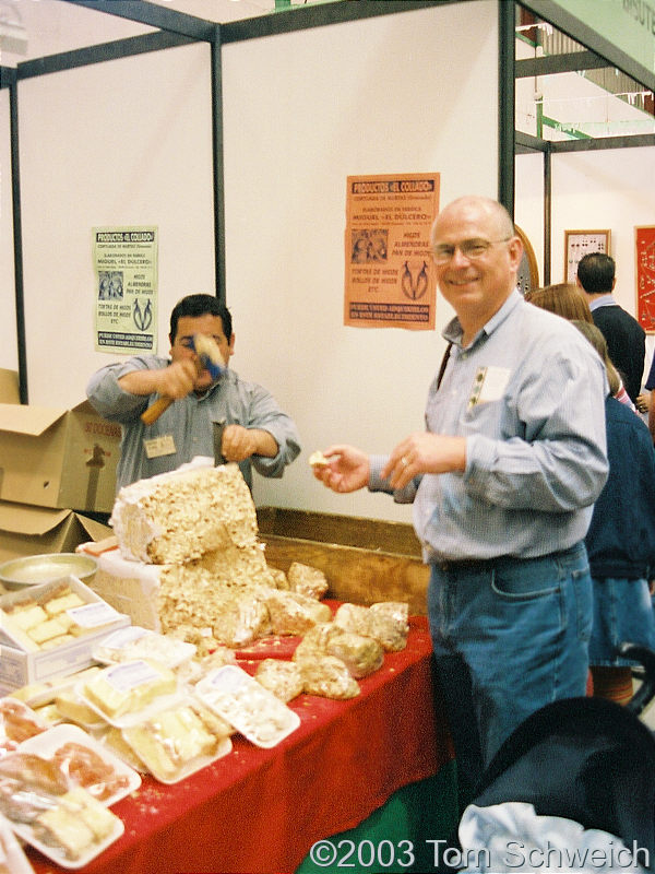 Buying turron at the crafts fair.